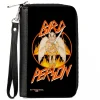 PU Zip Around Wallet Rectangle - Rick and Morty BIRD PERSON Pentagram Fire Pose Black/Red