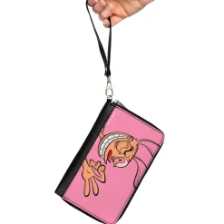 PU Zip Around Wallet Rectangle - The Ren & Stimpy Show Ren Winking Pose CLOSE-UP Pink