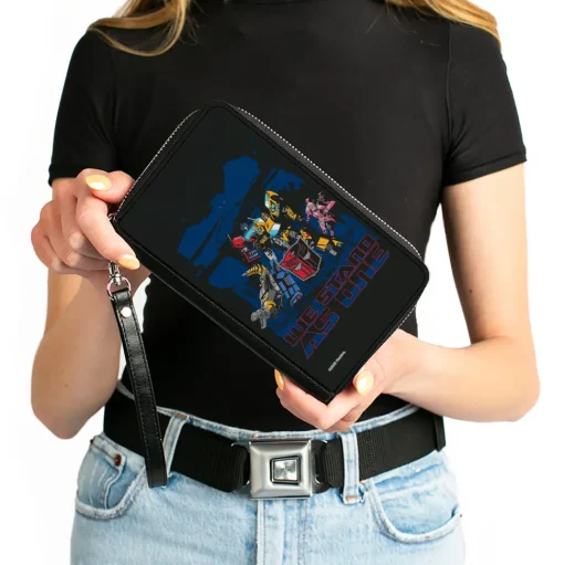 PU Zip Around Wallet Rectangle - Transformers Autobots WE STAND AS ONE Group Pose Black/Blue/Red