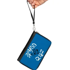 PU Zip Around Wallet Rectangle - This is Fine Japanese Question Hound Flame Blue/Black/White