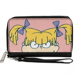 PU Zip Around Wallet Rectangle - Rugrats Angelica Face CLOSE-UP Pink
