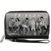 PU Zip Around Wallet Rectangle - FRIENDS 6-Character Lunch on a Skyscraper Vivid Grays