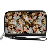 PU Zip Around Wallet Rectangle - Tasmanian Devil Vortex Poses Scattered Black