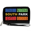 PU Zip Around Wallet Rectangle - SOUTH PARK Boys Face Blocks and Text Black/Multi Color