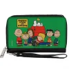 PU Zip Around Wallet Rectangle - Peanuts Gang HAPINESS IS BEING ONE OF THE GANG Group Pose Green