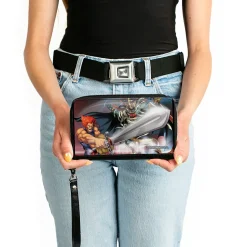 PU Zip Around Wallet Rectangle - ThunderCats Lion-O and Mumm-Ra Sword of Omens Pose