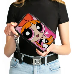 PU Zip Around Wallet Rectangle - The Powerpuff Girls Blossom Close-Up Pose Pinks