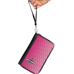 PU Zip Around Wallet Rectangle - Ford Mustang w/Bars CORNER w/Text Pinks