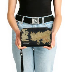 PU Zip Around Wallet Rectangle - GAME OF THRONES World Map Westeros and Essos Grays/Tans