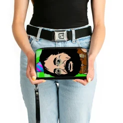 PU Zip Around Wallet Rectangle - Homies in Dreamland Chong Party Hat Pose Green