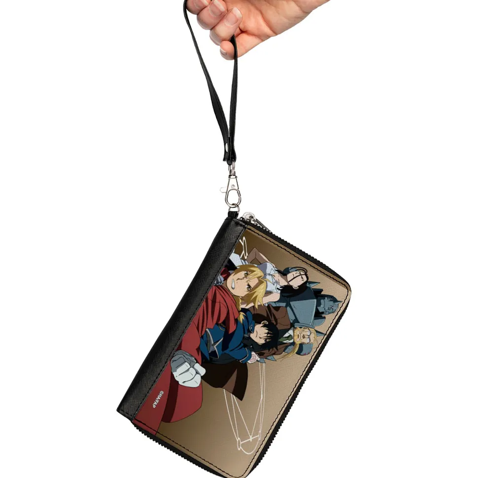 PU Zip Around Wallet Rectangle - Fullmetal Alchemist Brotherhood Five Character Pose Tan