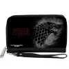 PU Zip Around Wallet Rectangle - Game of Thrones House Stark Sigil WINTER IS COMING STARK Black/Gray/Red