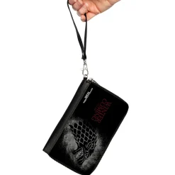 PU Zip Around Wallet Rectangle - Game of Thrones House Stark Sigil WINTER IS COMING STARK Black/Gray/Red