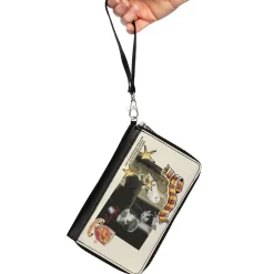 PU Zip Around Wallet Rectangle - Harry Potter and Hedwig Vivid Scene and Icons Collage