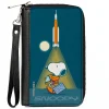 PU Zip Around Wallet Rectangle - Peanuts Astronaut Rocket Launch Snoopy Pose Blues