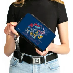 PU Zip Around Wallet Rectangle - Transformers AUTOBOTS Group Pose and Text Blues