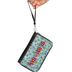 PU Zip Around Wallet Rectangle - ED EDD N EDDY Title Logo and Character Poses Scattered Blues