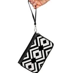 PU Zip Around Wallet Rectangle - Aztec2 White/Black