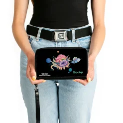 PU Zip Around Wallet Rectangle - RICK AND MORTY Space Cruiser Escape Scene