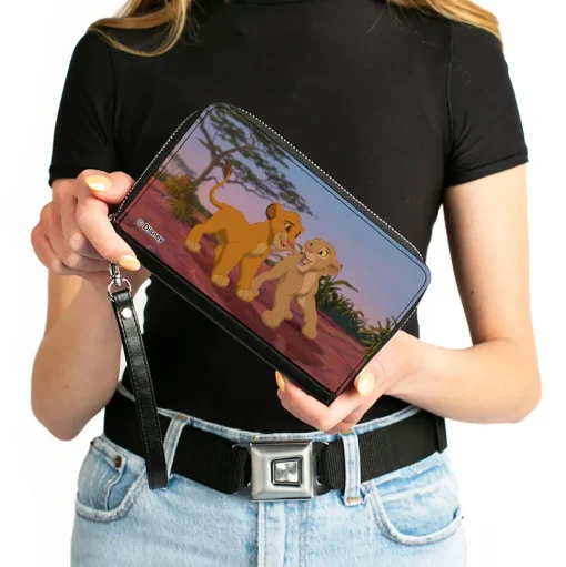 PU Zip Around Wallet Rectangle - The Lion King Young Simba & Nala Scene