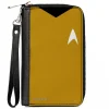 PU Zip Around Wallet Rectangle - Classic Star Trek Captain Kirk Character Body Close-Up Yellow