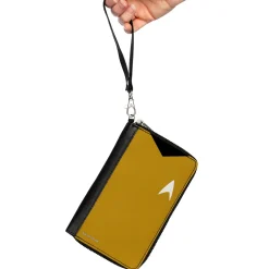 PU Zip Around Wallet Rectangle - Classic Star Trek Captain Kirk Character Body Close-Up Yellow