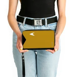 PU Zip Around Wallet Rectangle - Classic Star Trek Captain Kirk Character Body Close-Up Yellow