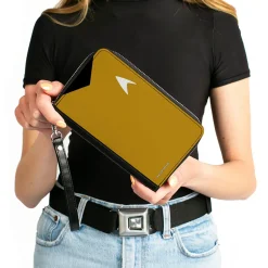 PU Zip Around Wallet Rectangle - Classic Star Trek Captain Kirk Character Body Close-Up Yellow