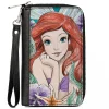 PU Zip Around Wallet Rectangle - The Little Mermaid Ariel Sketch3 Pose + King Triton's Castle/Shells/Kelp Blues/Purples