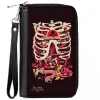 PU Zip Around Wallet Rectangle - Rick and Morty ANATOMY PARK Rib Cage Scene Black