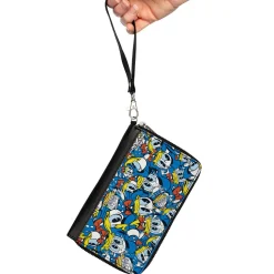PU Zip Around Wallet Rectangle - Donald Duck Expressions Stacked Blues