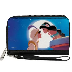 PU Zip Around Wallet Rectangle - Classic Aladdin & Jasmine Moonlight Kiss Scene