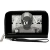 PU Zip Around Wallet Rectangle - TOONAMI Robot TOM Sketch Pose Black/Grays