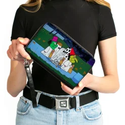 PU Zip Around Wallet Rectangle - Peanuts Gang Halloween Trick or Treat Group Pose