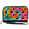 PU Zip Around Wallet Rectangle - CHEECH & CHONG Caricature Faces Pot Leaves Scattered Tie Dye Multi Color/Black