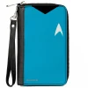 PU Zip Around Wallet Rectangle - Classic Star Trek Spock Character Body Close-Up Blue