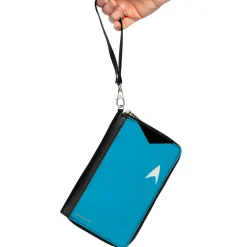 PU Zip Around Wallet Rectangle - Classic Star Trek Spock Character Body Close-Up Blue