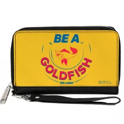 PU Zip Around Wallet Rectangle - Ted Lasso BE A GOLDFISH Quote Yellow Blue Red