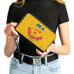 PU Zip Around Wallet Rectangle - Ted Lasso BE A GOLDFISH Quote Yellow Blue Red