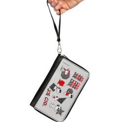 PU Zip Around Wallet Rectangle - Peanuts JOE COOL Snoopy Poses and Text Gray/Black/Red/White