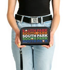 PU Zip Around Wallet Rectangle - SOUTH PARK Boys Text Logo Repeat Black/Multi Color