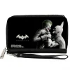 PU Zip Around Wallet Rectangle - BATMAN ARKHAM CITY Batman and Joker Pose Black/Grays
