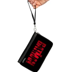 PU Zip Around Wallet Rectangle - THE BATMAN Movie Bat Title Weathered Black Red