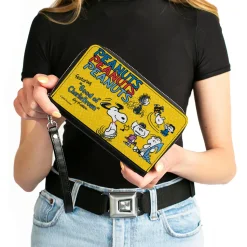 PU Zip Around Wallet Rectangle - PEANUTS Gang FEATURING GOOD OL CHARLIE BROWN Character Poses Yellow/Multi Color