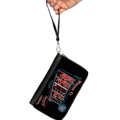 PU Zip Around Wallet Rectangle - Supernatural Crowley WELCOME TO HELL Flames Skulls and Chains Black/Blue/Red/White