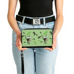 PU Zip Around Wallet Rectangle - Invader Zim GIR Screaming DOOM Pose Greens