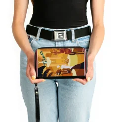 PU Zip Around Wallet Rectangle - The Princess and the Frog Tiana's Place Scene Yellows Multi Color