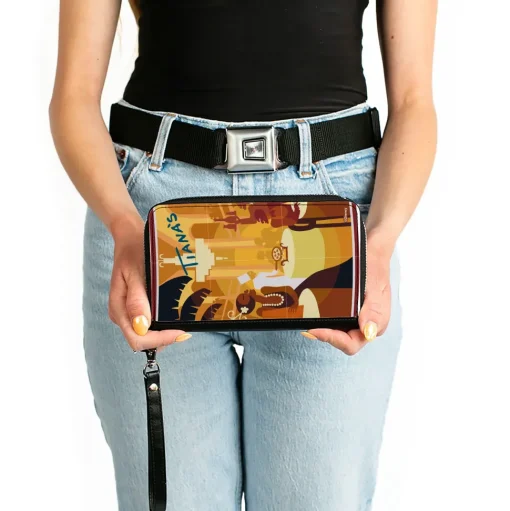 PU Zip Around Wallet Rectangle - The Princess and the Frog Tiana's Place Scene Yellows Multi Color