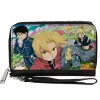 PU Zip Around Wallet Rectangle - Fullmetal Alchemist Brotherhood Four Character and Cat Group Scene