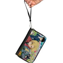 PU Zip Around Wallet Rectangle - Fullmetal Alchemist Brotherhood Four Character and Cat Group Scene